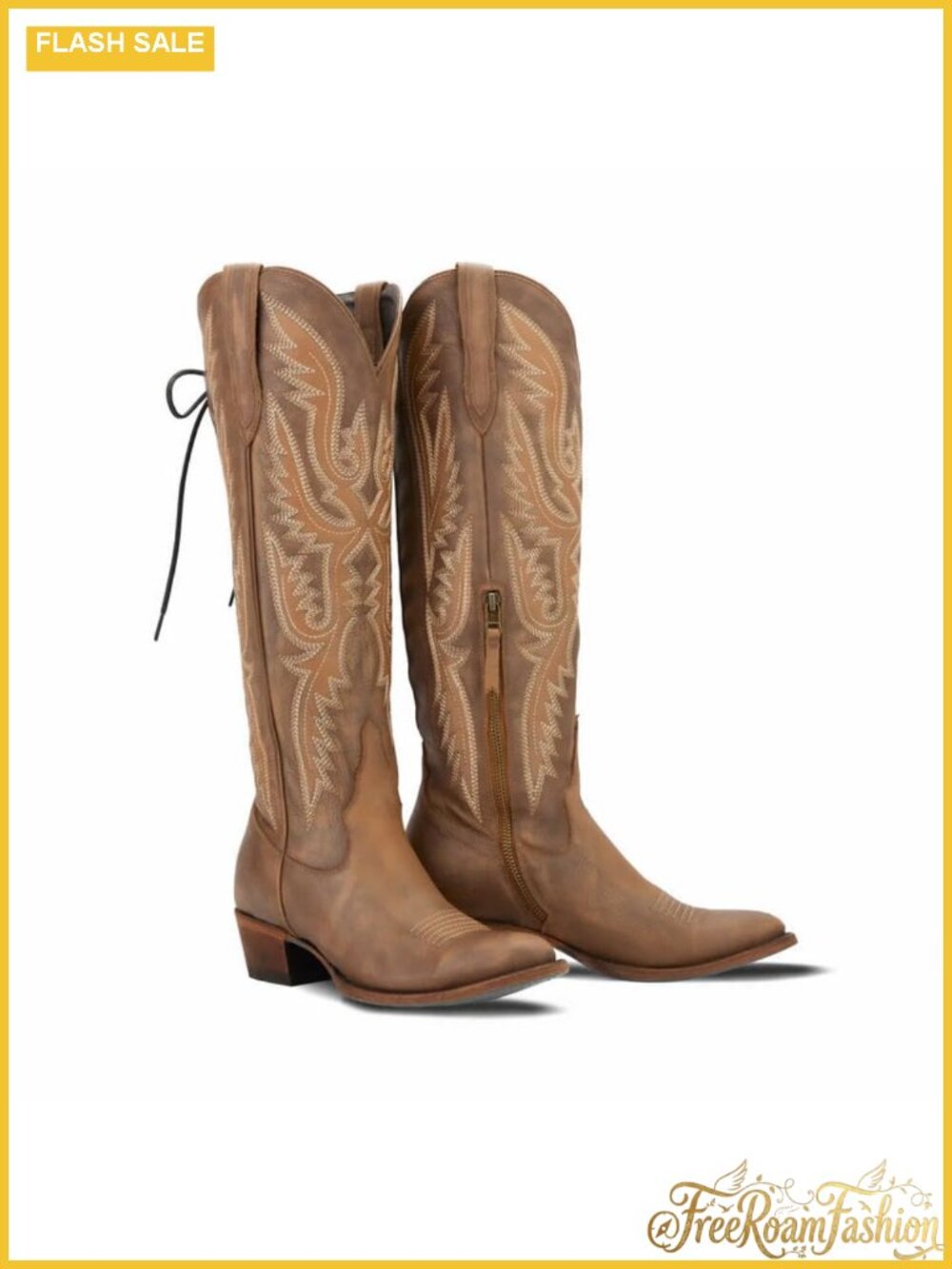 Over the Knee Cowboy Boots Pointed Toe Block Heel Western